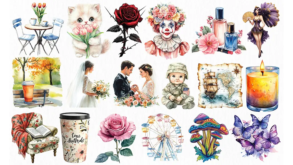 I can Watercolor Clipart Illustrations Design