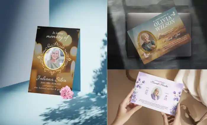 I can design funeral card program, church flyer, memorial card