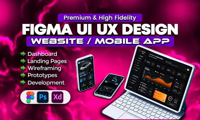I can do UI UX design, figma, website, landing page, mobile app UI UX design