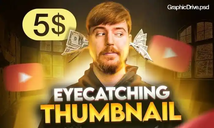 I can I can design attractive clickbait amazing YOUTUBE THUMBNAIL in 3hr
