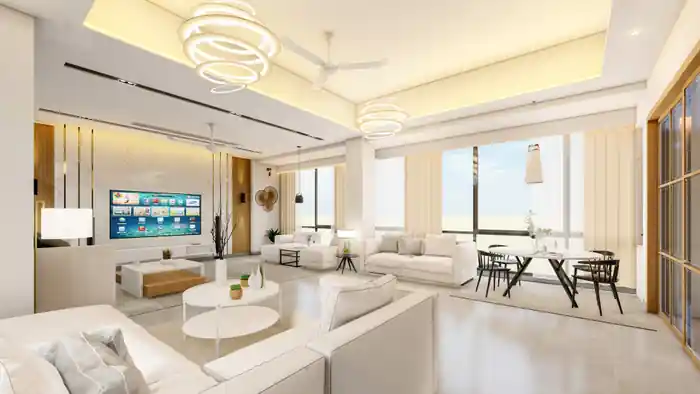 I can do 3d model, interior design, realistic render, walkthrough