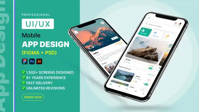I can create stunning mobile app UI UX in figma or photoshop