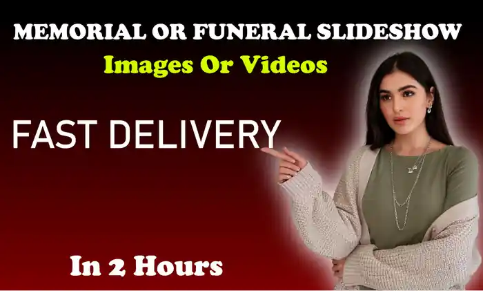 I can create funeral photo slideshow video for wedding, tribute memorial in