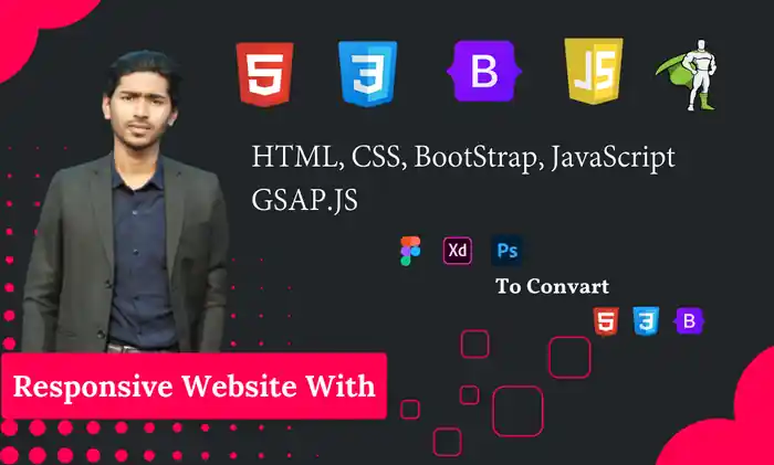 I can create an attractive website using HTML, CSS, BOOTSTRAP, JAVASCRIPT,