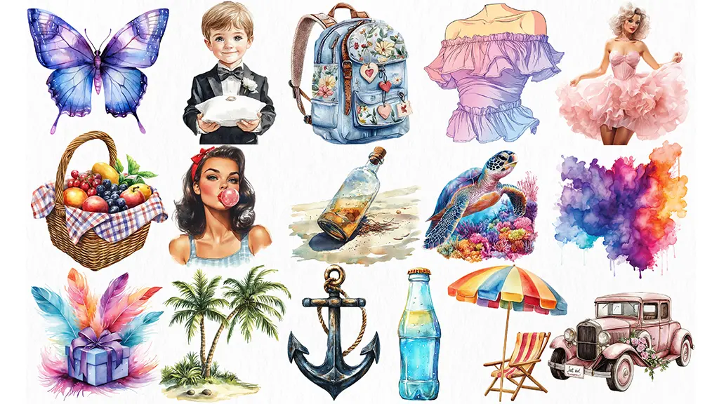 I can Watercolor Clipart Illustrations Design