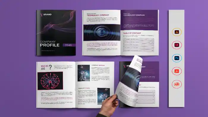 I can create company profile ,brochure design