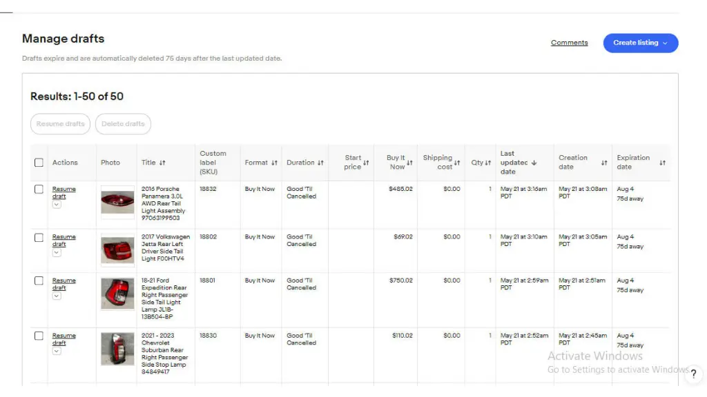 I can do ebay product listing, ebay motors product, auto parts listing