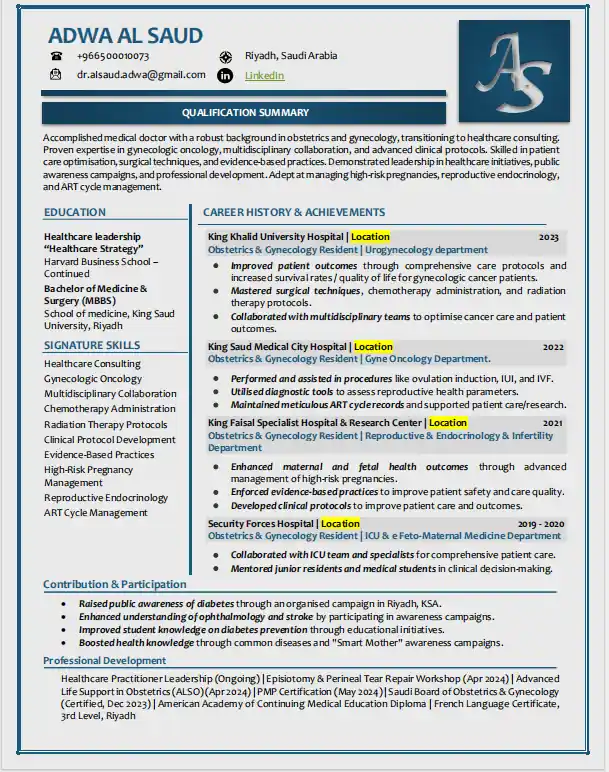 I can write professional resume writing, CV and cover letter