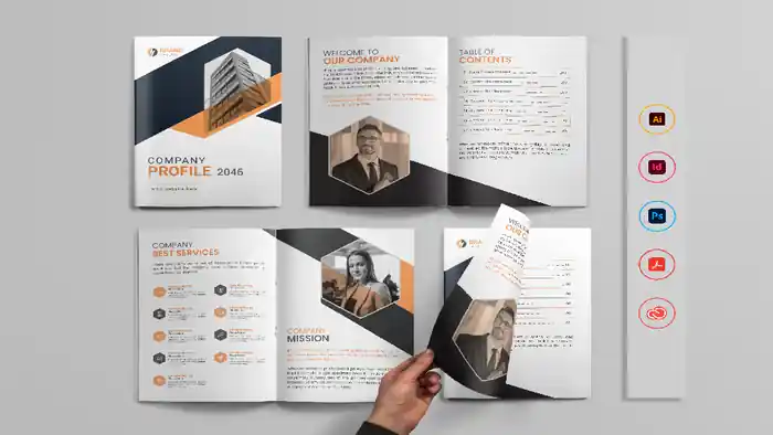 I can create company profile ,brochure design