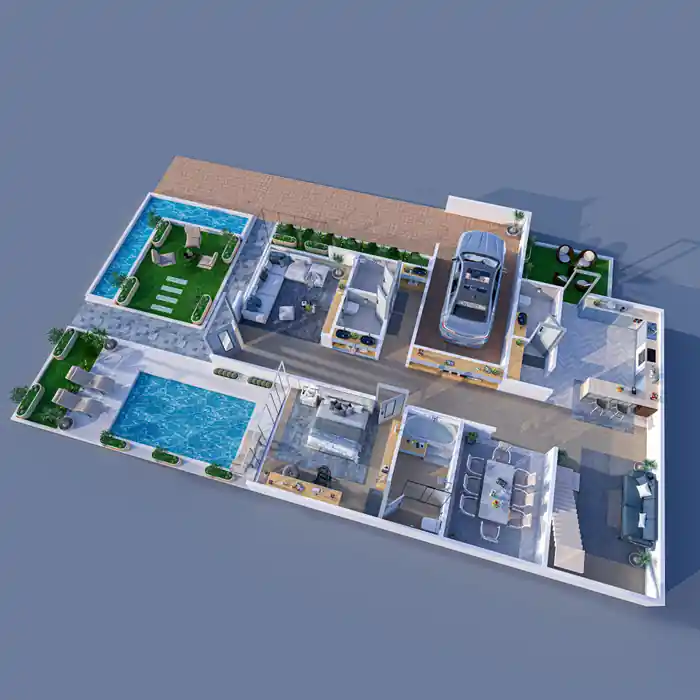 I can 3d rendernig floor plan with visualisation
