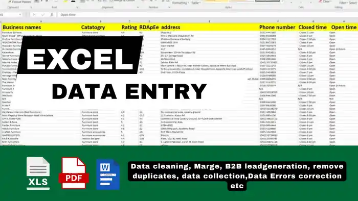 I can do data entry, web research, pdf to word, excel, copy paste work
