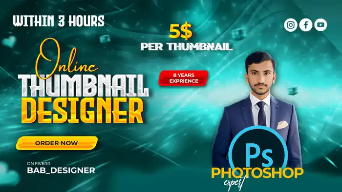 I can design professional youtube thumbnails within 3 hours