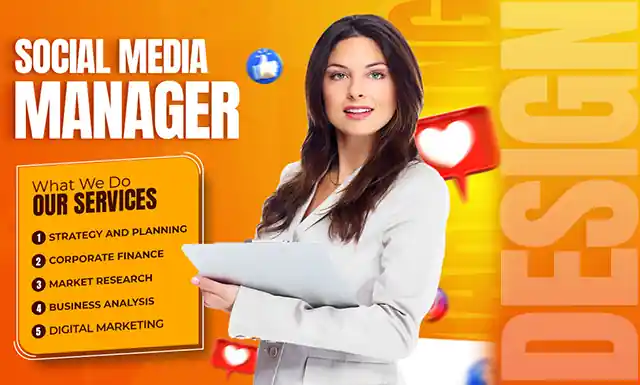 I can be your Monthly Social Media Manager & Designer