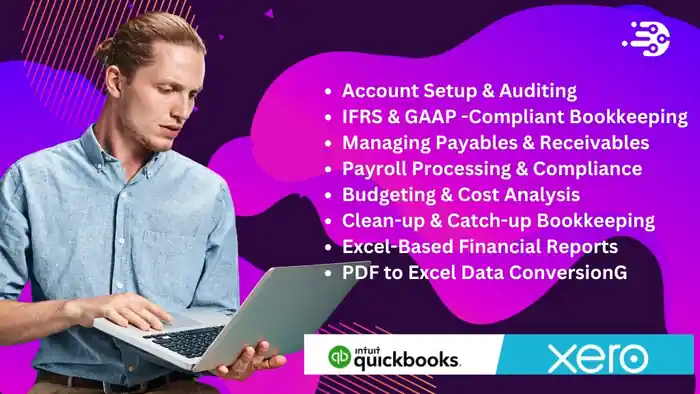 I can provide quickbooks services bookkeeping bank reconciliation, ledgers.