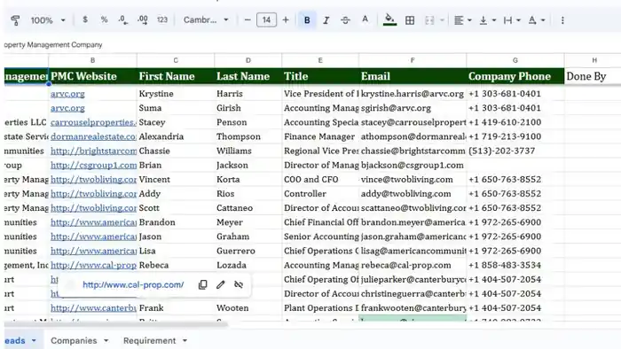 I can create a list of b2b leads/ prospect list/ contact list