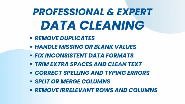 I can Provide Professionally Cleaned Data
