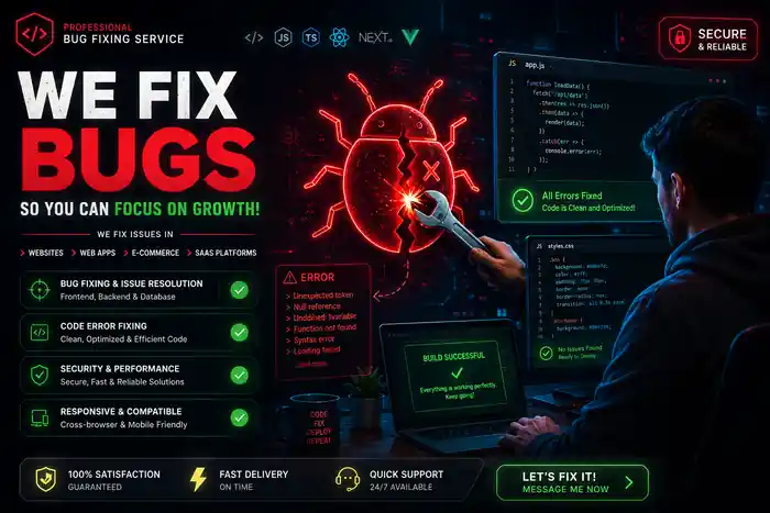 I can website bug fixing, speed optimization and error solving in 24 hours