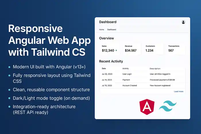 I can build a responsive angular web app with tailwind CSS