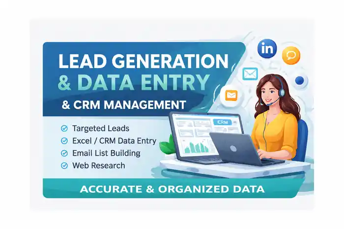 I can Lead Generation, Data Entry & CRM Virtual Assistant for Business Growt