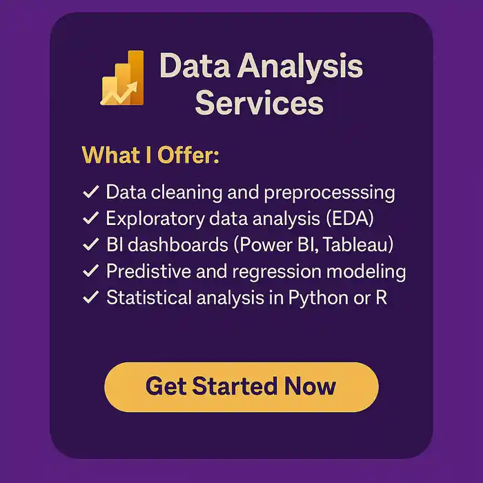 I can analyze and visualize your data using Python, Excel, Power BI