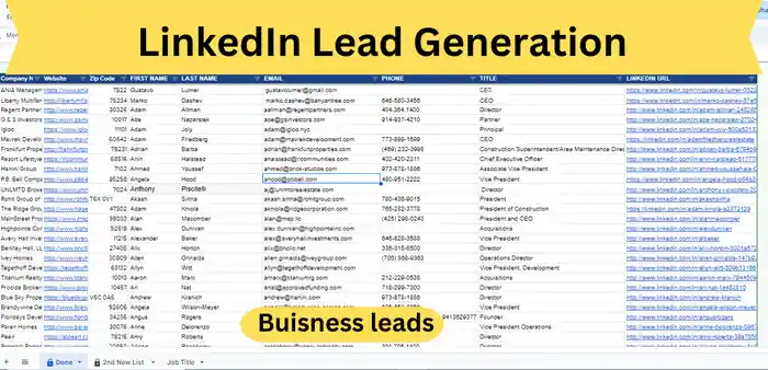 I can do b2b lead generation, list building, lead generation, LinkedIn leads