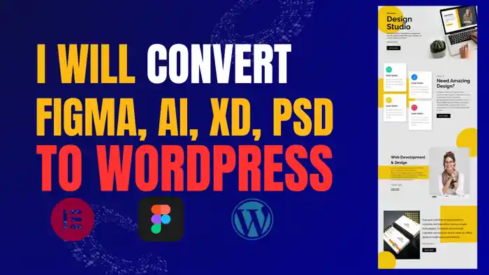 I can convert figma to wordpress, PSD to wordpress, figma to elementor, divi