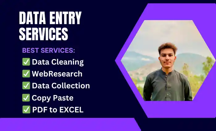 I can do data entry, web research, data cleaning, copy paste, pfd to excel