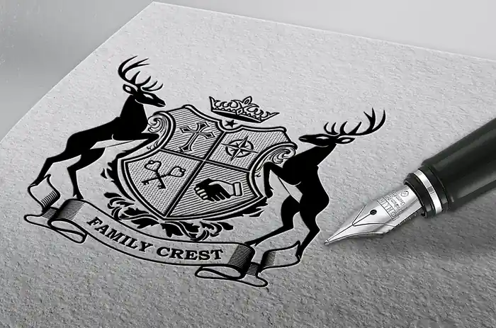 I can design a vintage style family crest and heraldic coat of arms