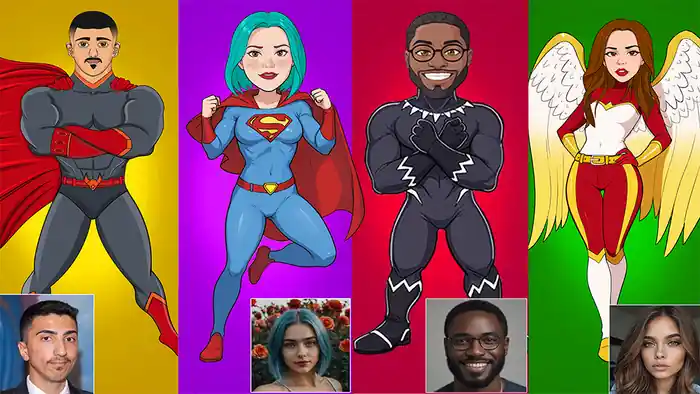 I can turn you into a cartoon Avatar, Superhero character and caricature