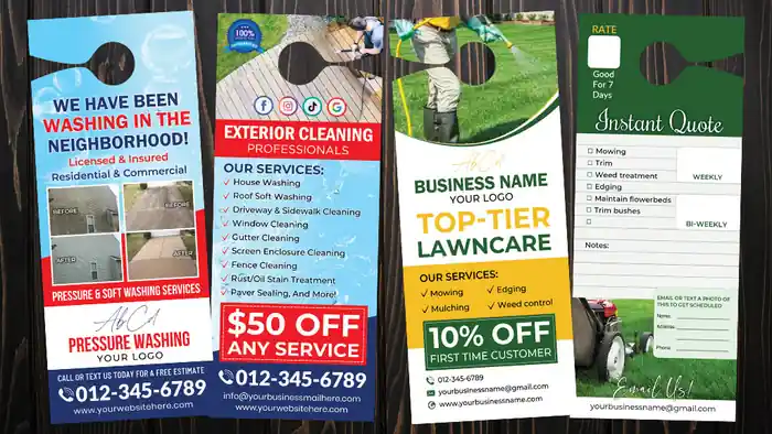 I can design door hanger, flyer for pressure washing, lawn care, plumbing