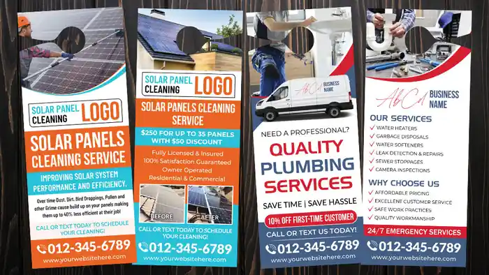 I can design door hanger, flyer for pressure washing, lawn care, plumbing