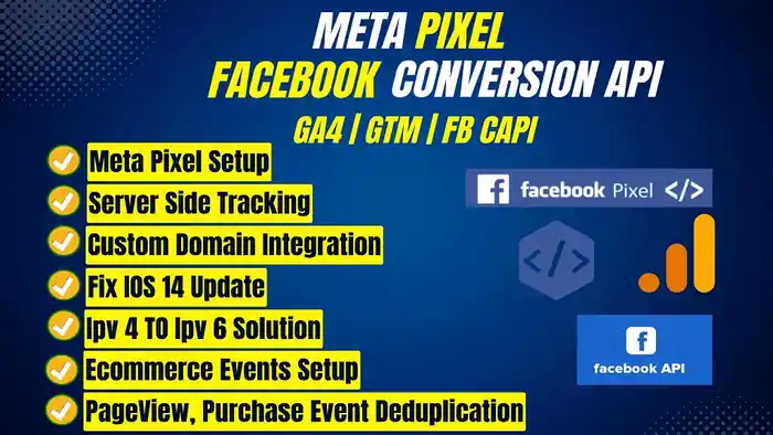 I can  setup meta pixel| facebook conversion api | GTM | GA4 | GAds Tracking