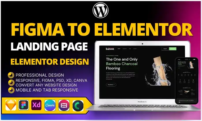 I can Converting figma to WordPress, pad xd to elementor website