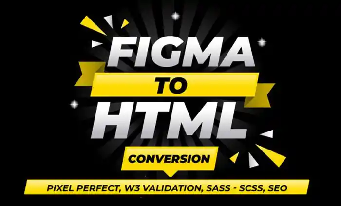 I can I will convert PSD to HTML, xd to HTML, figma to HTML, bootstrap