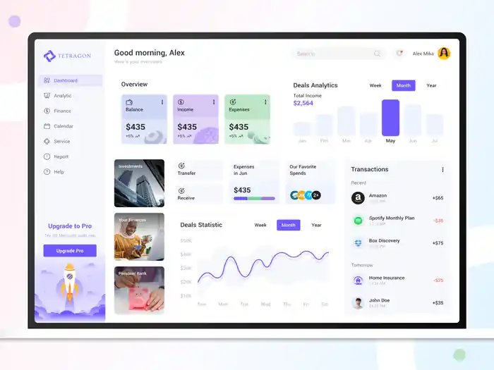I can do modern and trendy dashboard design for your business