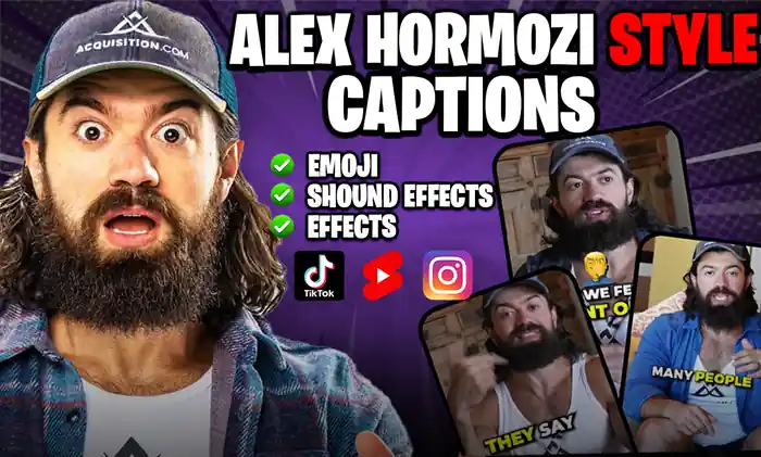 I can edit alex hormozi captions style instagram reels with captions and bro