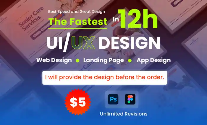I can design photoshop or figma website, landing page within 12h