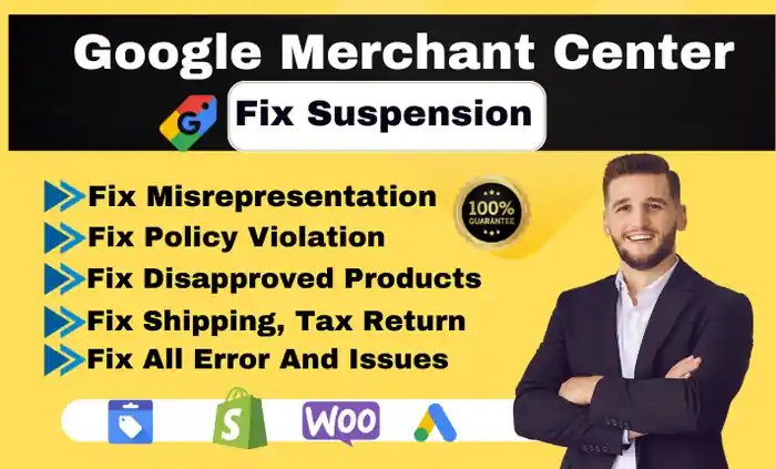 I can fix google merchant center suspension, misrepresentation