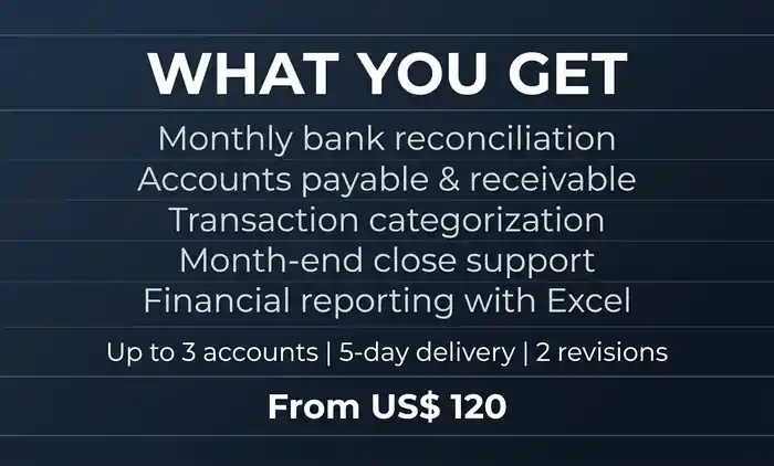 I can I can do monthly bookkeeping bank reconciliation and AP AR