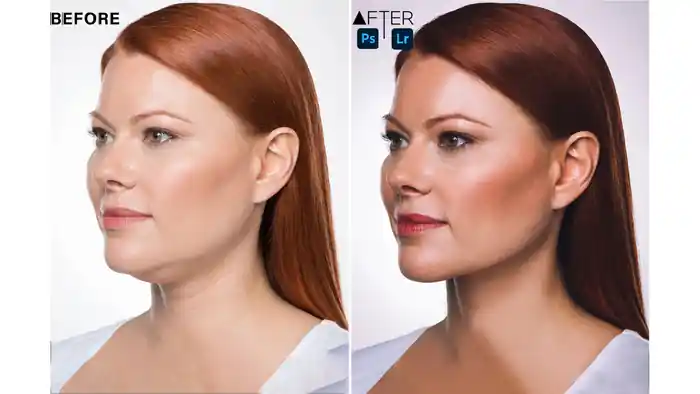 I can double chin remove edit, body slim and photo retouching