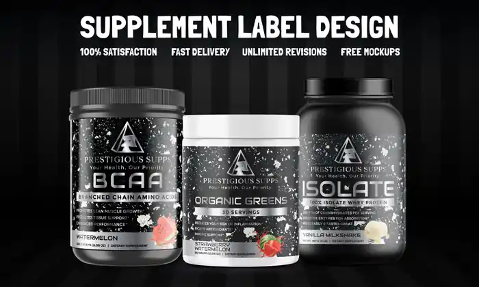 I can do Professional Supplement Label & Packaging for CBD, Hemp and Protein