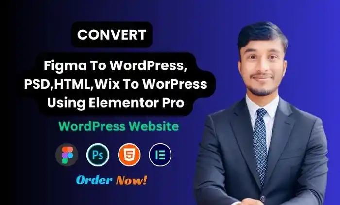 I can convert figma to wordpress, html, xd, PSD to wordpress using elemontor