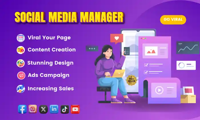 I can be your Pro social media manager and content creator, GO VIRAL