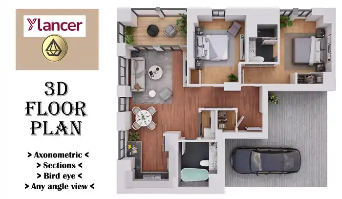 I can create Photorealistic 3D Floor Plan
