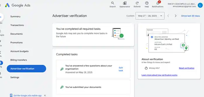 I can do Setup and Complete Your Google Ads Advertiser Verification