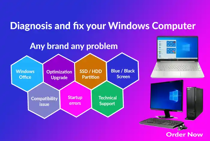 I can fix your windows desktop or laptop computer problem remotely 