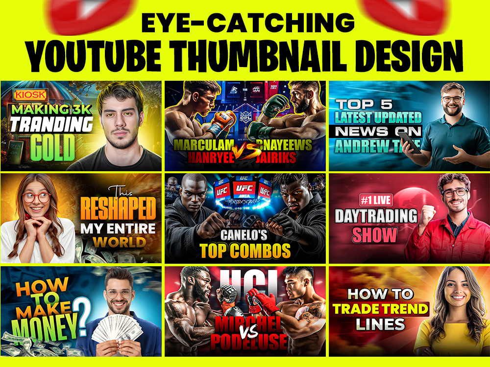 I can Eye-Catching YouTube Thumbnail Design for your video