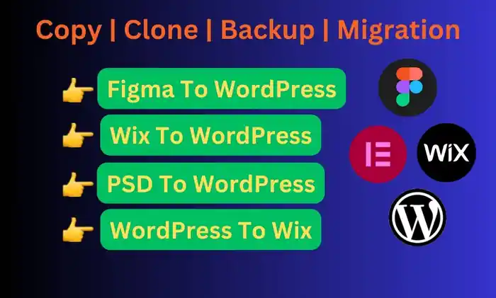 I can do figma to wordpress, figma to elementor, wordpress website design