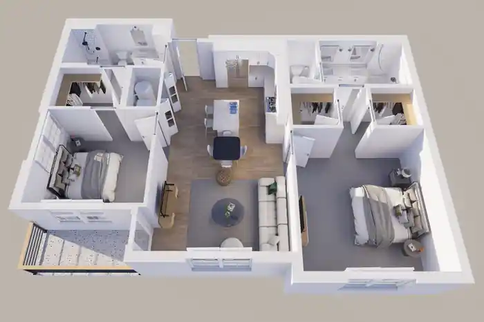 I can create 2d to 3d floor plan architectural 3d rendering
