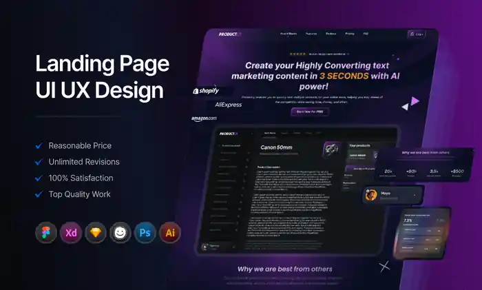 I can do website ui ux design, figma website design and landing page design 